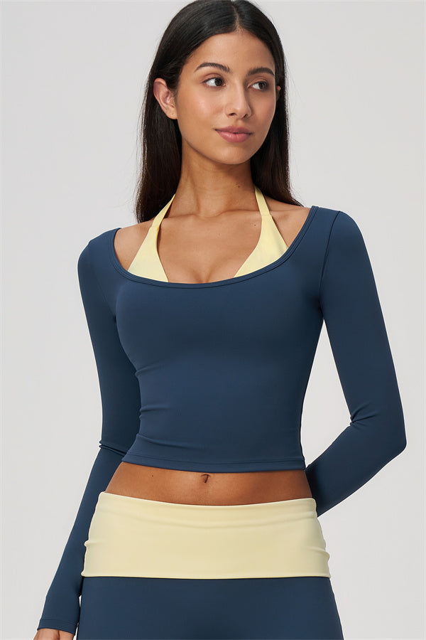 Conjunto de 2 piezas Cascade: camiseta de manga larga y pantalones de pierna recta con bloques de color