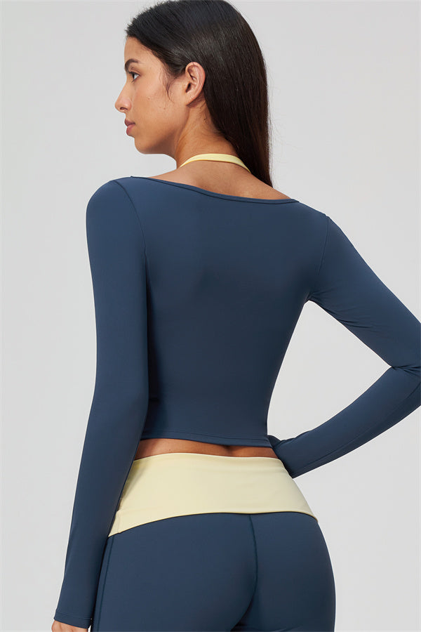 Conjunto de 2 piezas Cascade: camiseta de manga larga y pantalones de pierna recta con bloques de color