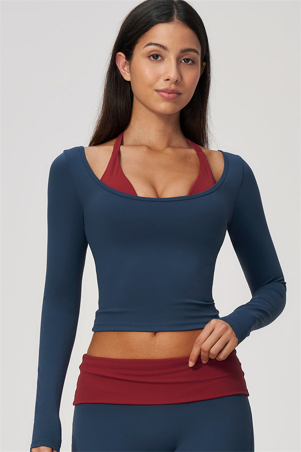 Conjunto de 2 piezas Cascade: camiseta de manga larga y pantalones de pierna recta con bloques de color
