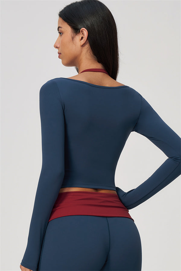 Conjunto de 2 piezas Cascade: camiseta de manga larga y pantalones de pierna recta con bloques de color
