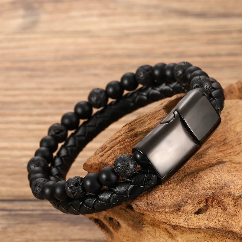 Pulsera Orion de cuentas de cuero