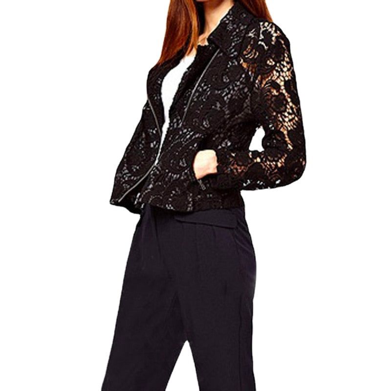 Chaqueta biker de encaje