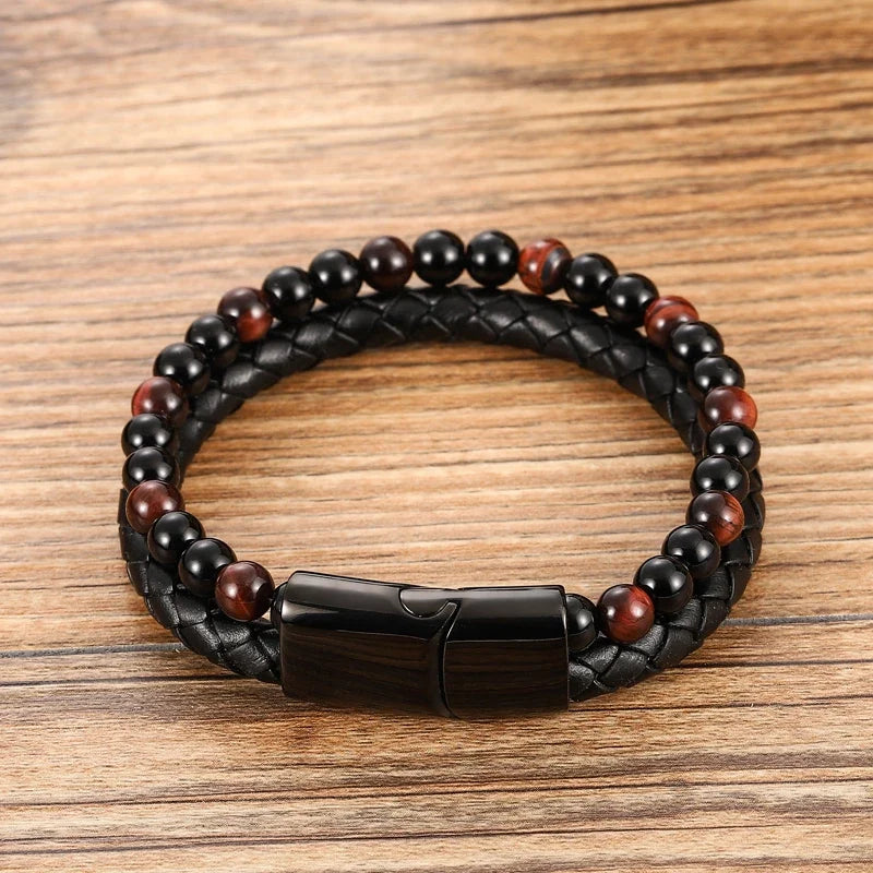 Pulsera Orion de cuentas de cuero