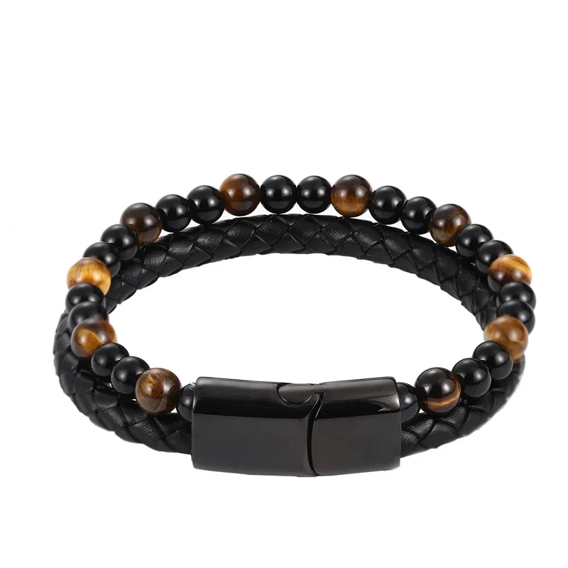 Pulsera Orion de cuentas de cuero
