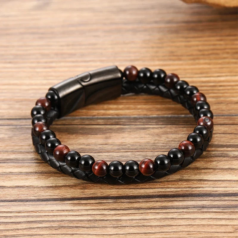 Pulsera Orion de cuentas de cuero