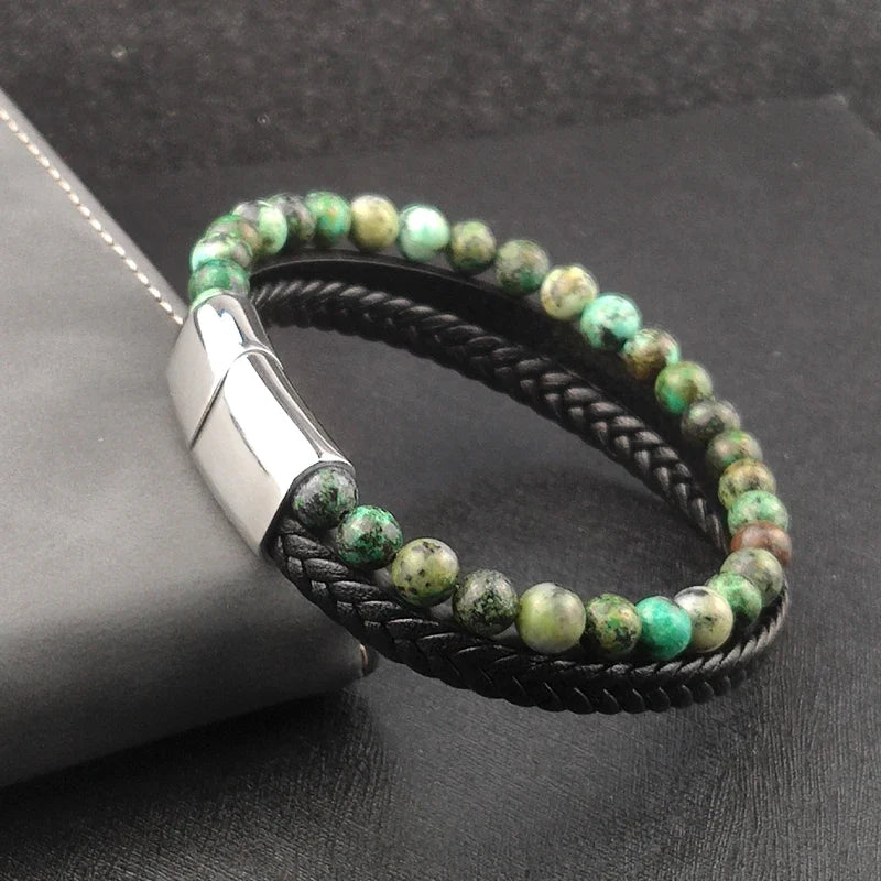 Pulsera Orion de cuentas de cuero