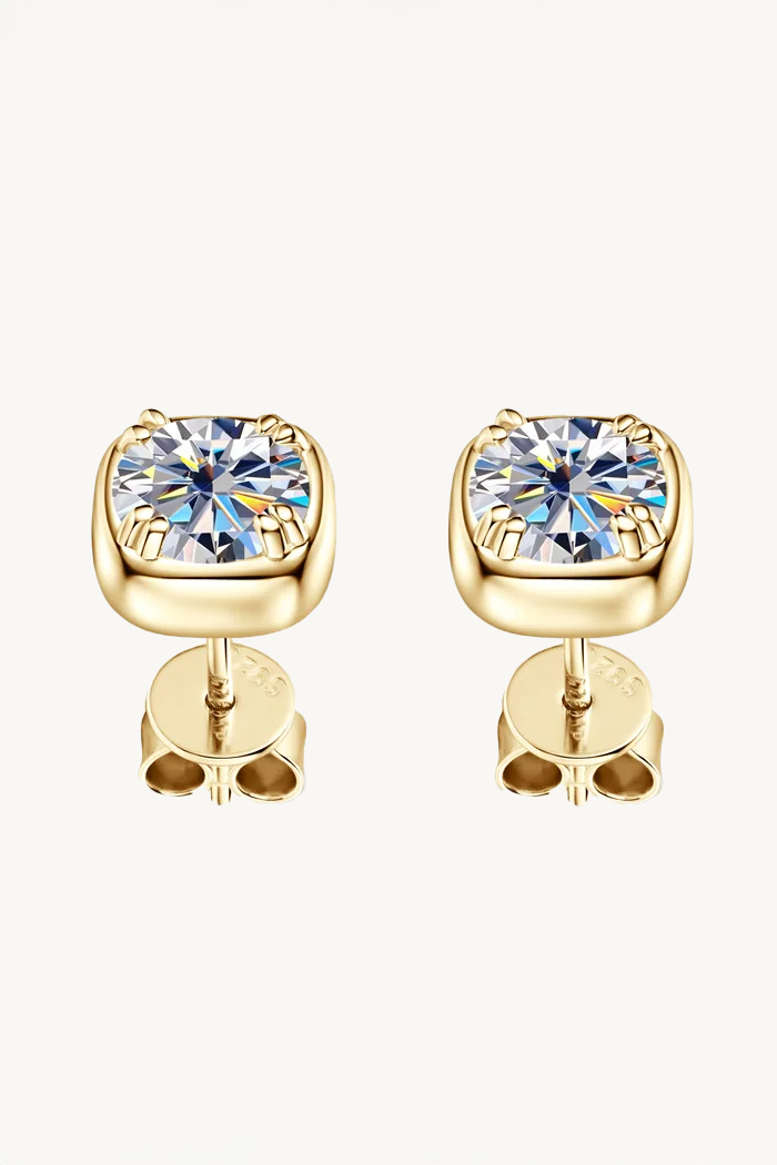 Aretes de moissanita con forma de cojín