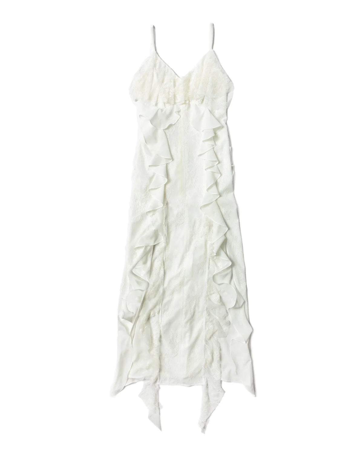 Vestido largo con tirantes y volantes para mujer