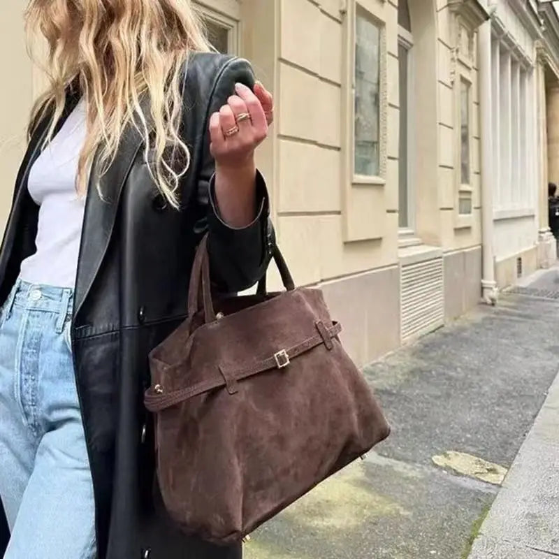 Borsa tote vintage marrone da donna