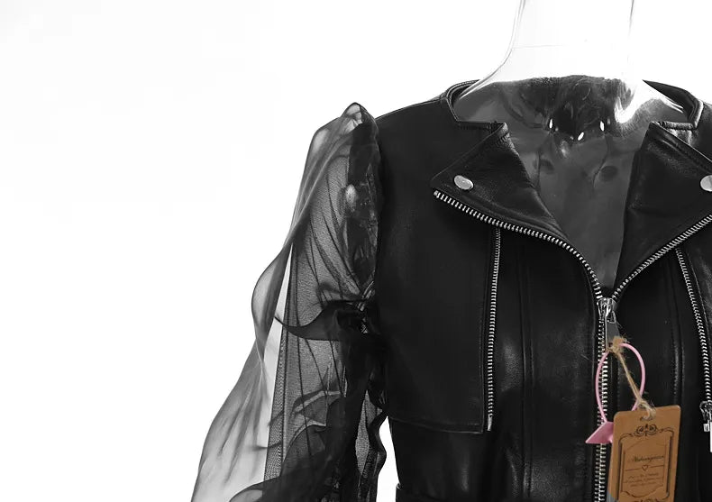 Chaqueta de cuero sintético para mujer