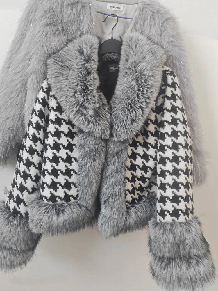Abrigo de piel de tweed Montelle