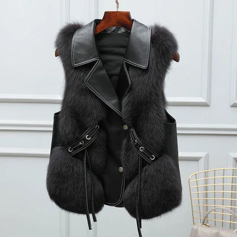 Chaleco de piel noble para invierno