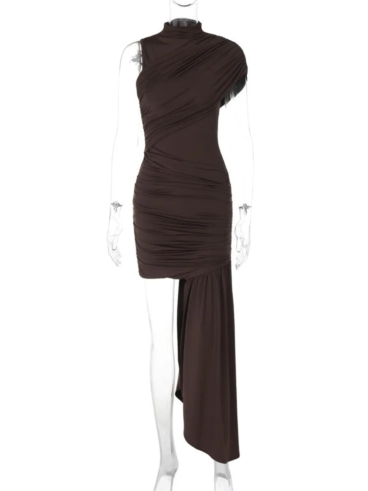 Vestido mini fruncido asimétrico