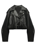 Chaqueta de cuero sintético PU para mujer