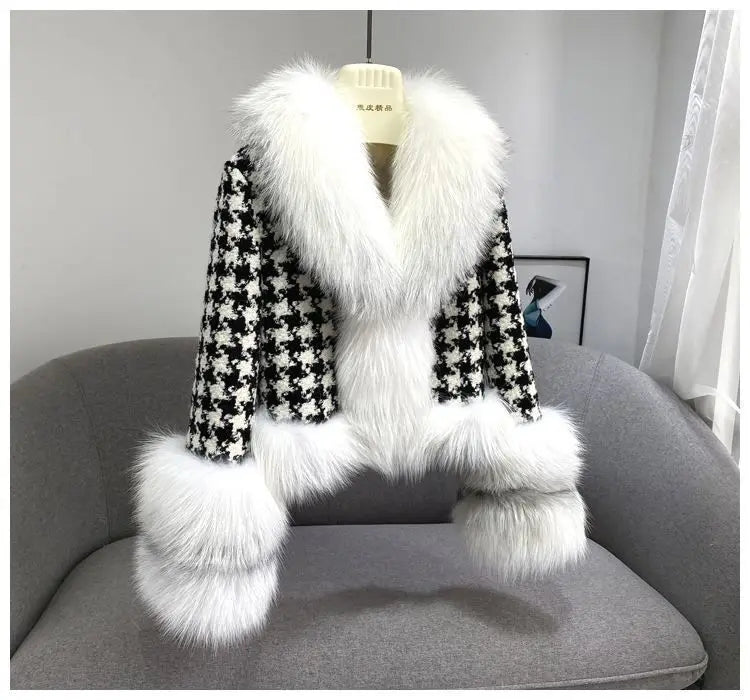 Abrigo de piel de tweed Montelle