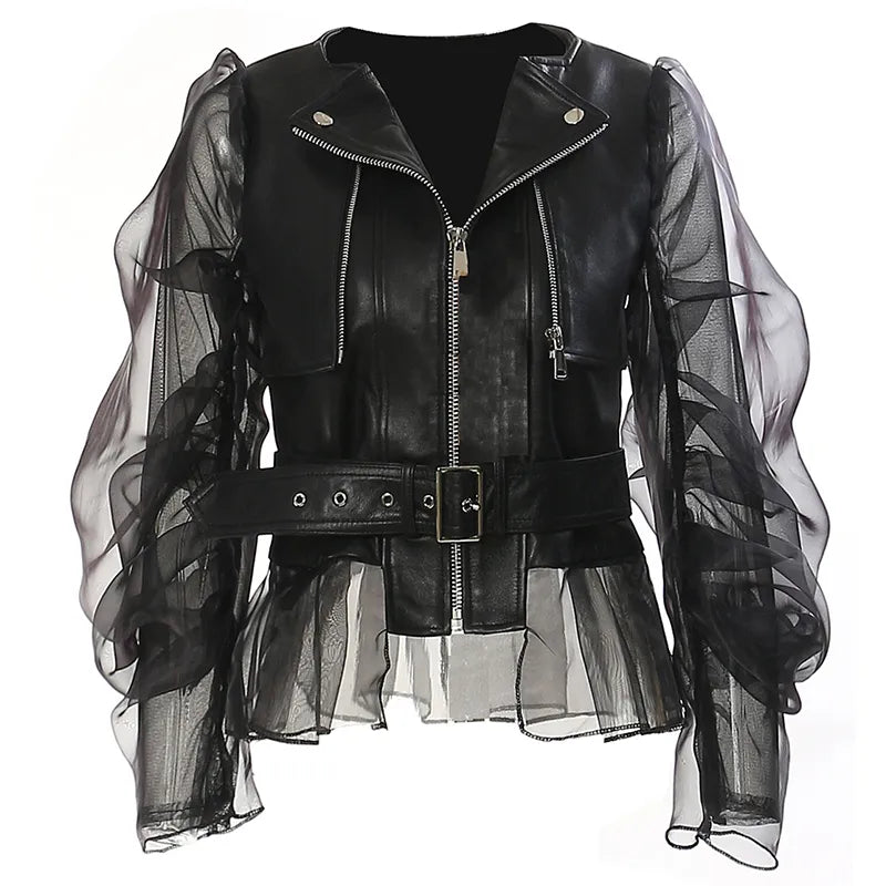 Chaqueta de cuero sintético para mujer