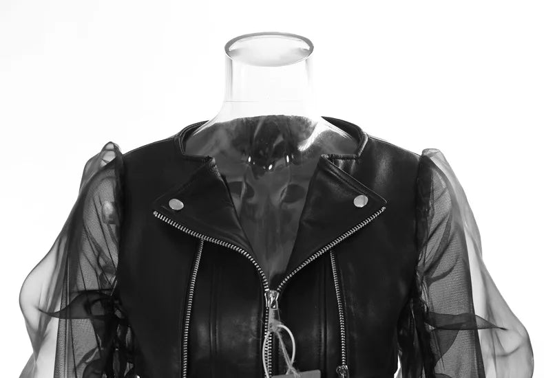 Chaqueta de cuero sintético para mujer