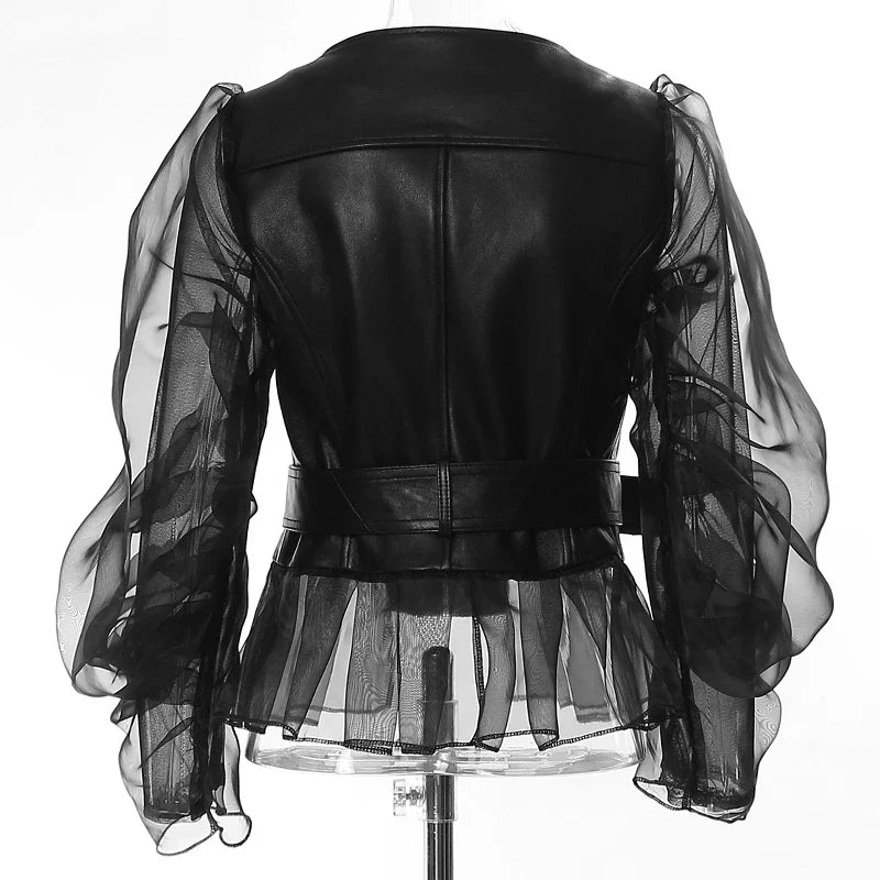 Chaqueta de cuero sintético para mujer