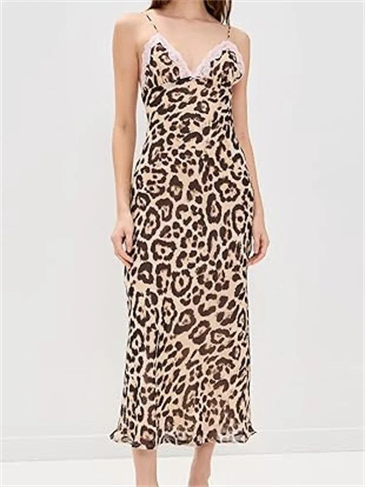 Vestido largo de encaje para mujer con escote en V