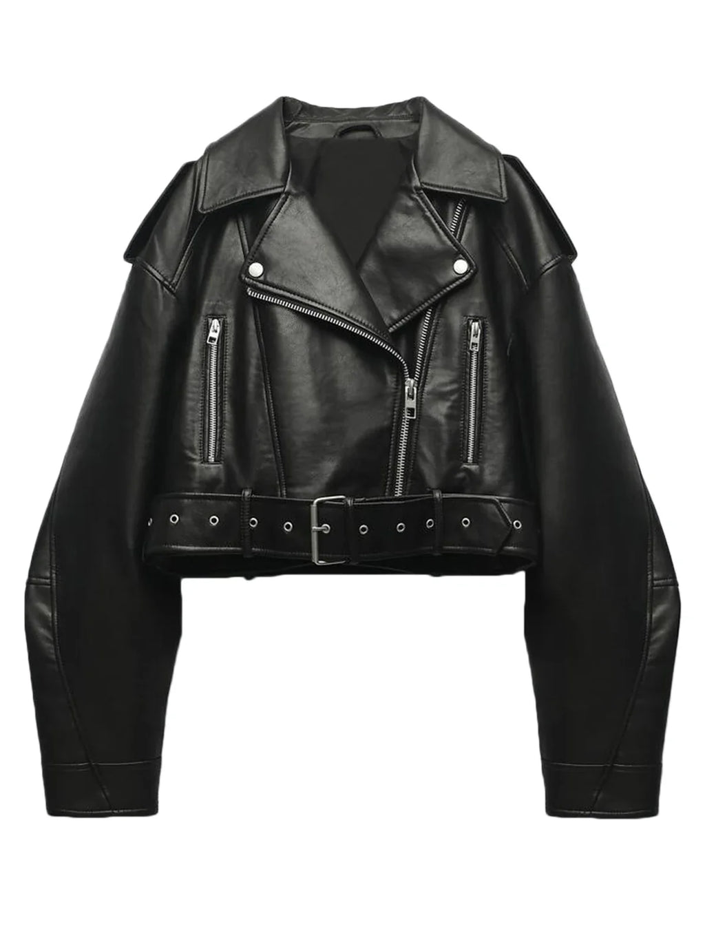Chaqueta de cuero sintético PU para mujer