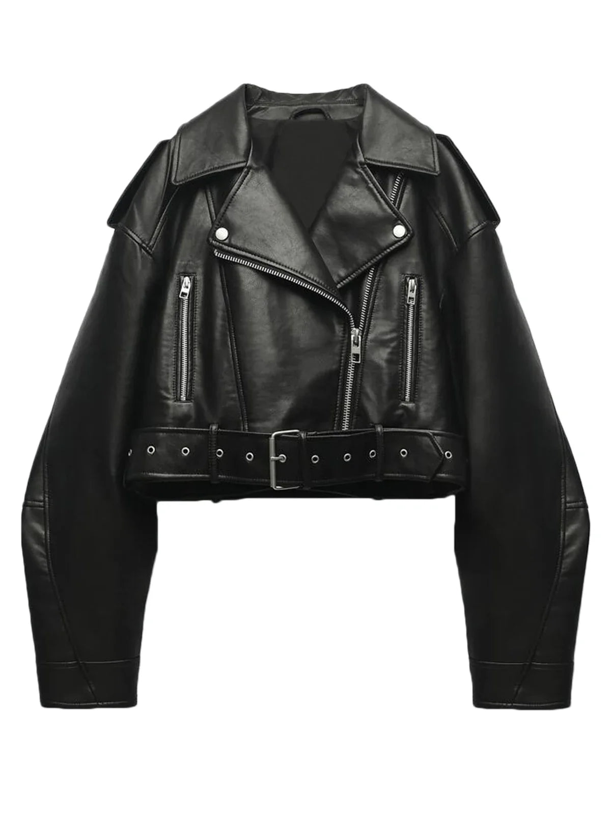 Chaqueta de cuero sintético PU para mujer