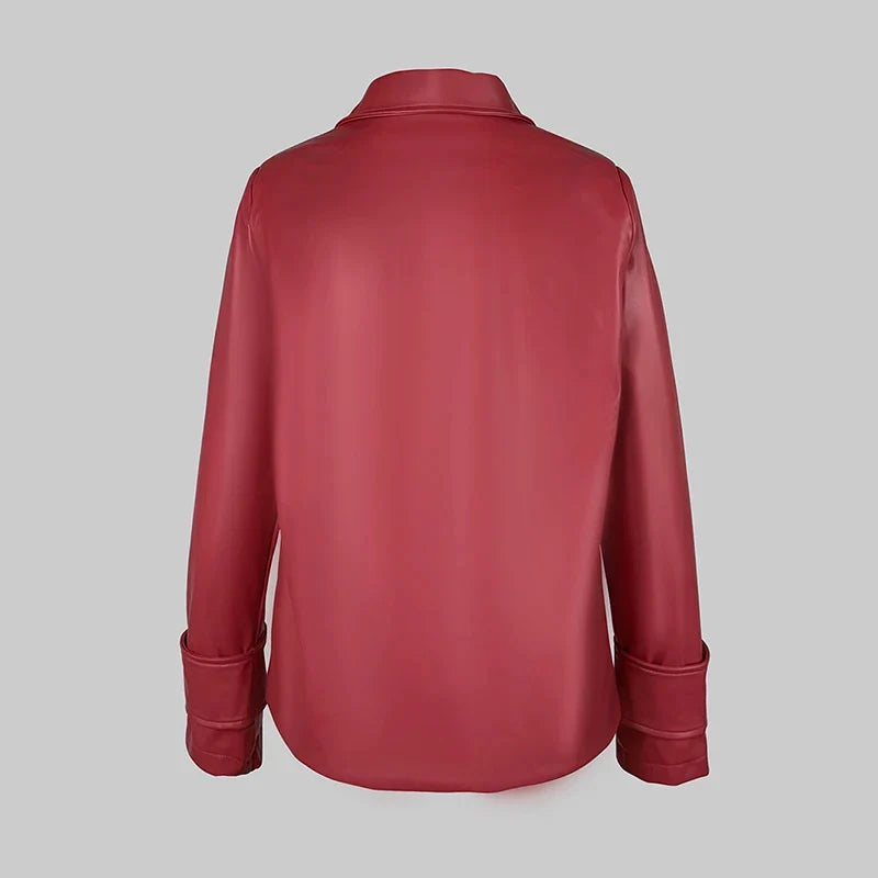 Chaqueta de cuero sintético roja