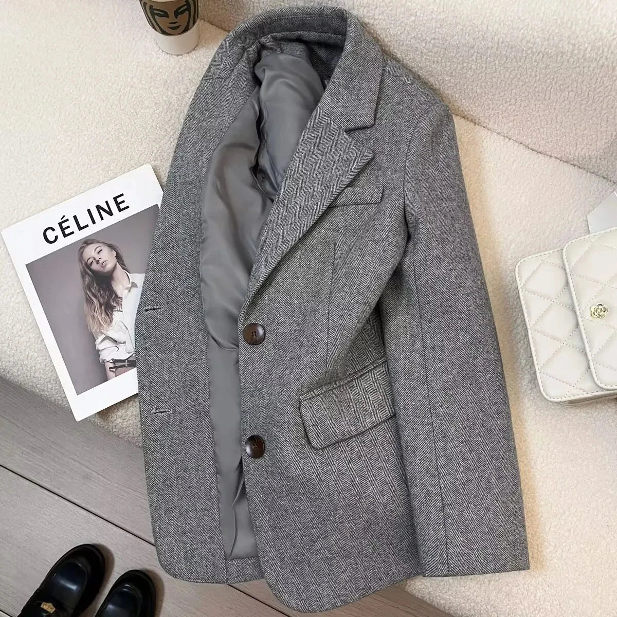 Blazer Evelyn de lana en espiga