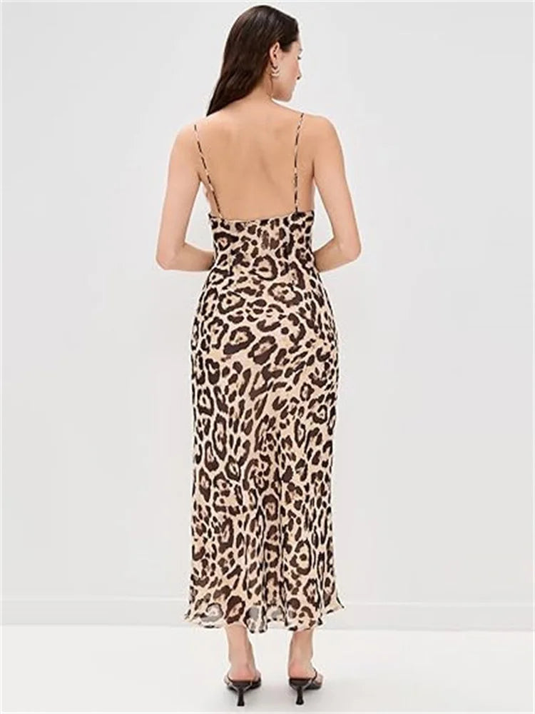 Vestido largo de encaje para mujer con escote en V