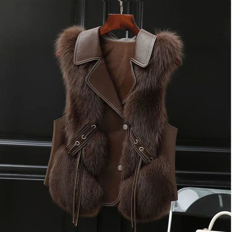Chaleco de piel noble para invierno