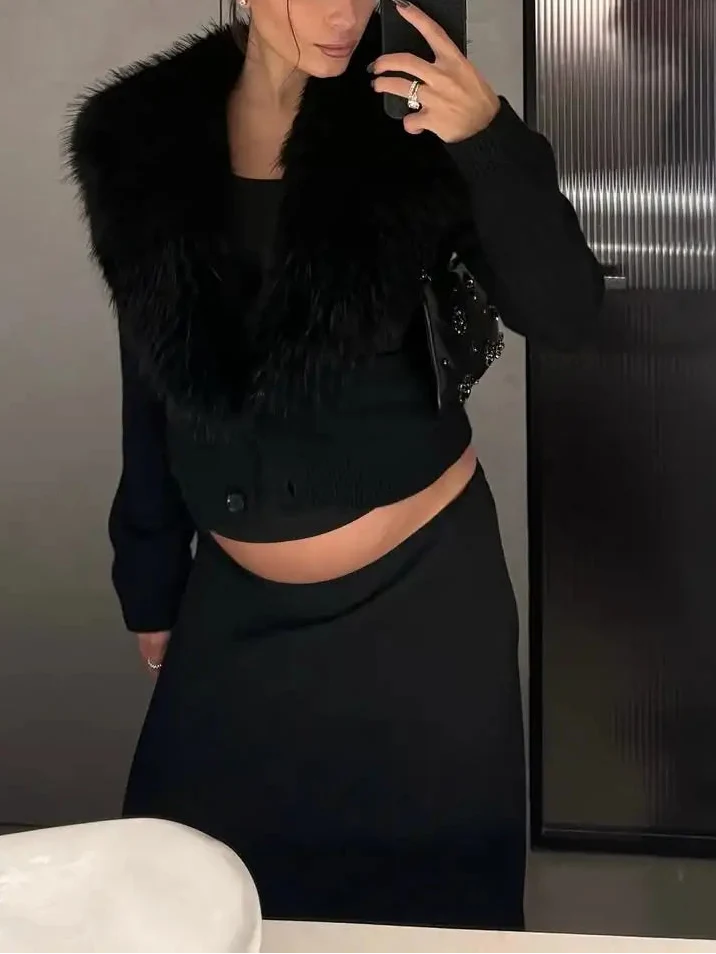 Cárdigan Elowen con cuello de pelo
