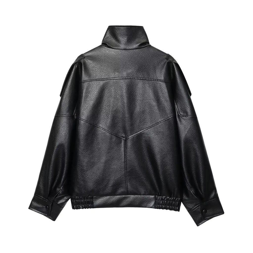 Chaqueta negra de cuero vegano