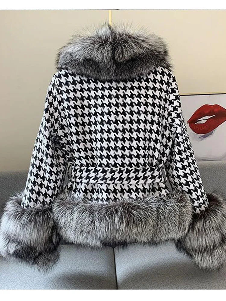 Abrigo de piel de tweed Montelle
