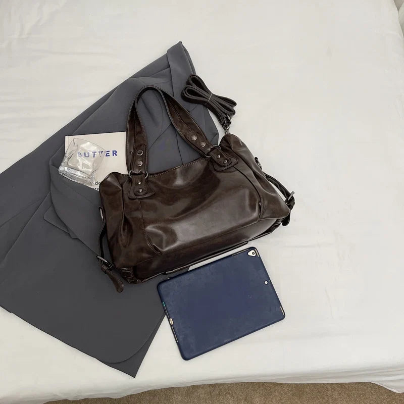 Bolso tote retro de PU para mujer