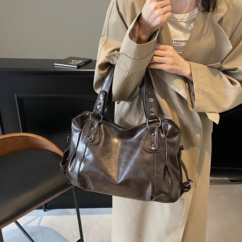 Bolso tote retro de PU para mujer