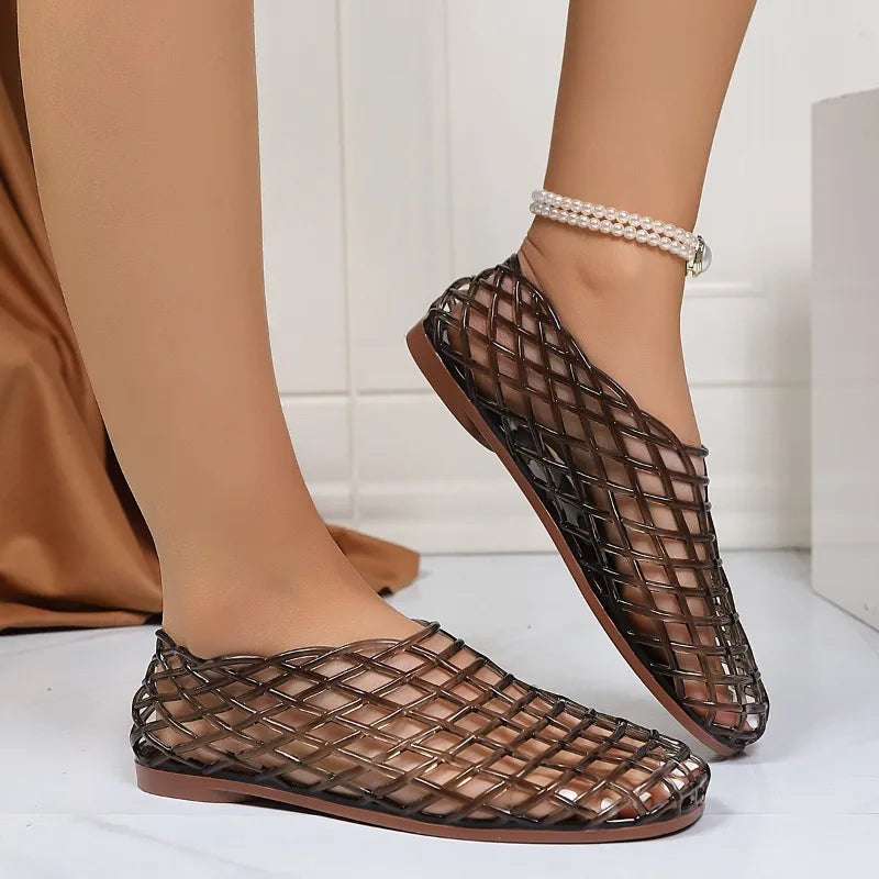 Sandalias Aurea de malla de cristal