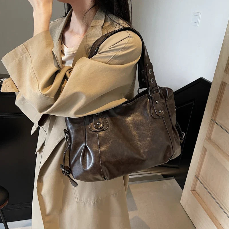 Bolso tote retro de PU para mujer
