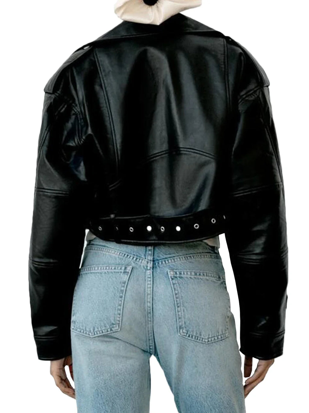 Chaqueta de cuero sintético PU para mujer