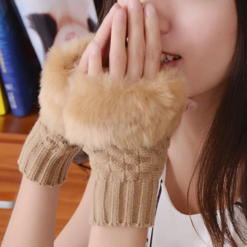 Guantes de punto afelpados