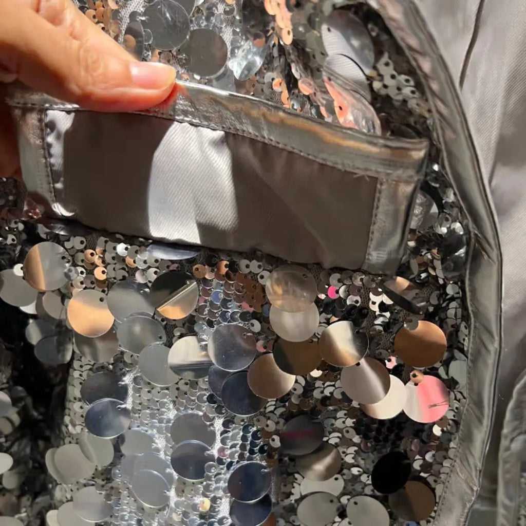 Chaqueta de fiesta brillante de manga larga