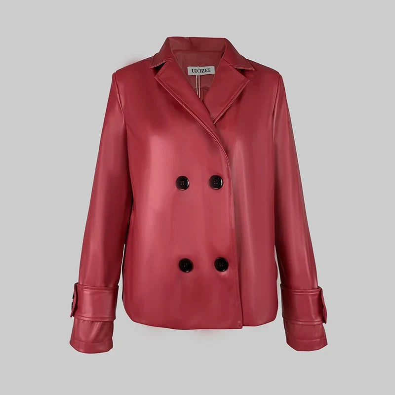 Chaqueta de cuero sintético roja