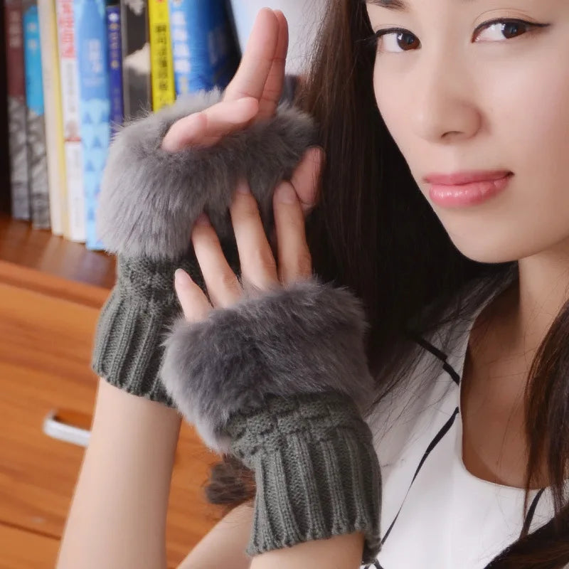 Guantes de punto afelpados