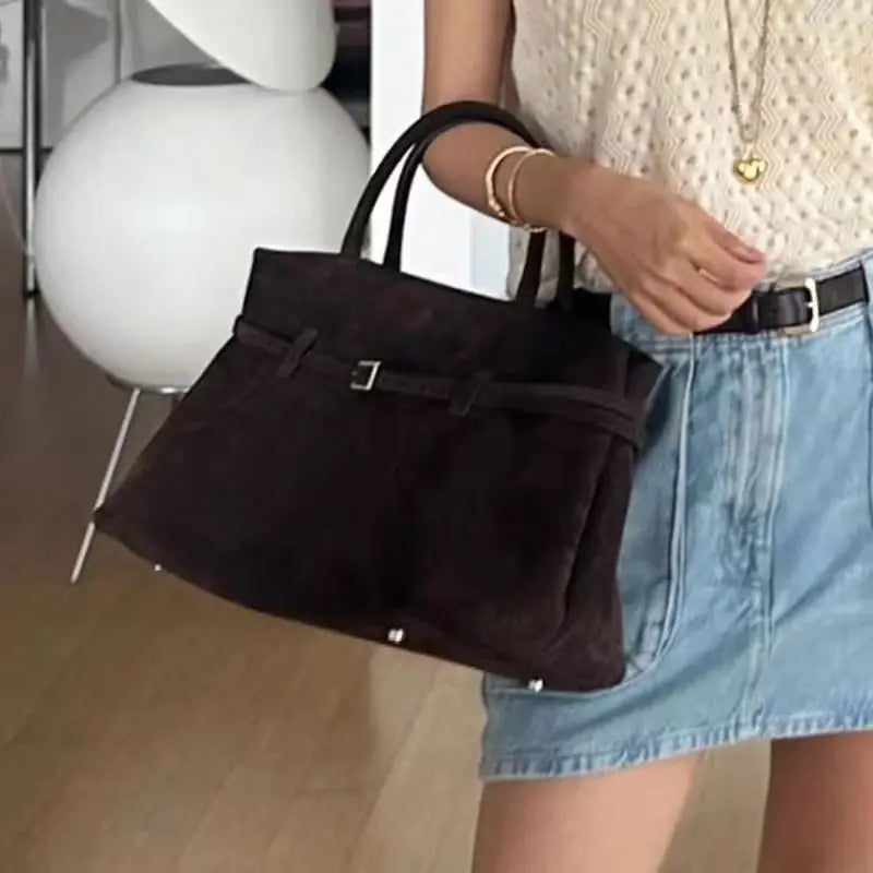 Borsa tote vintage marrone da donna