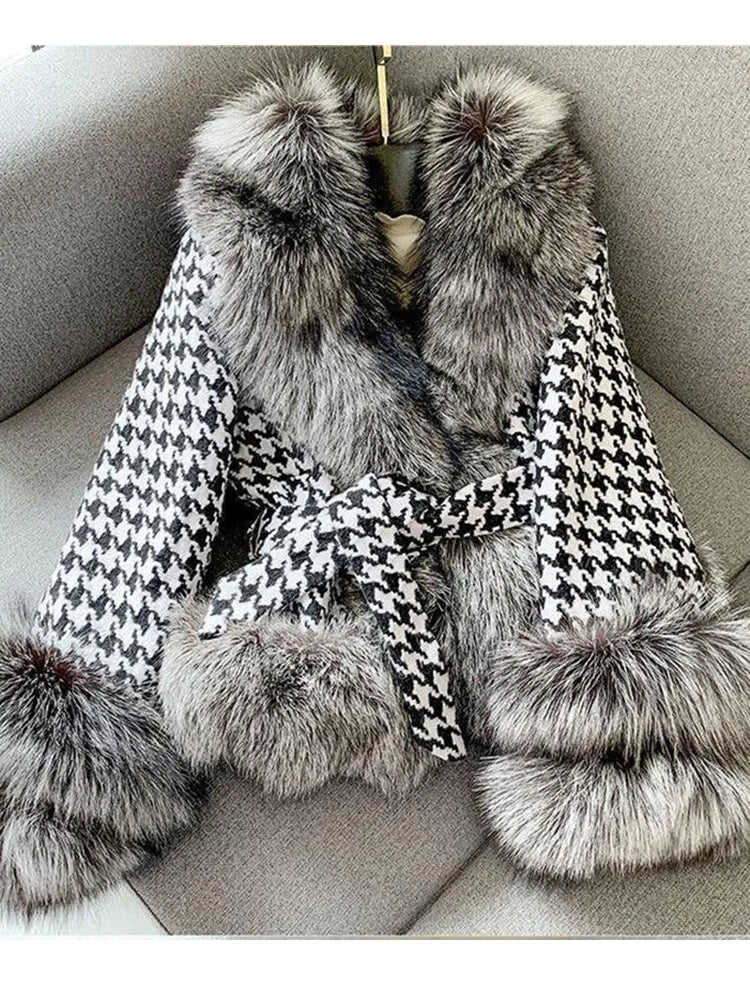 Abrigo de piel de tweed Montelle