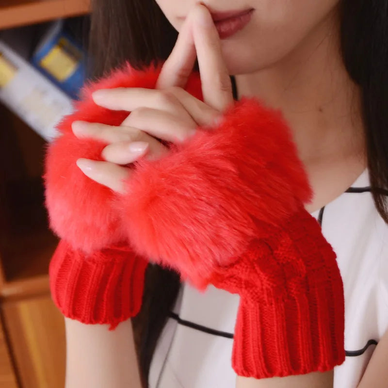 Guantes de punto afelpados