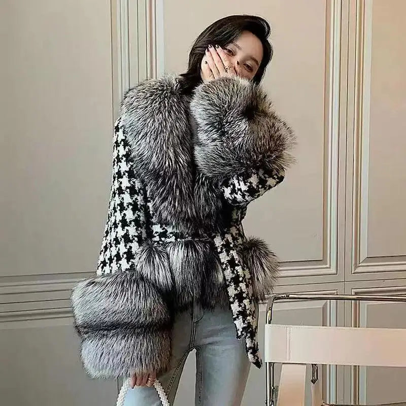 Abrigo de piel de tweed Montelle
