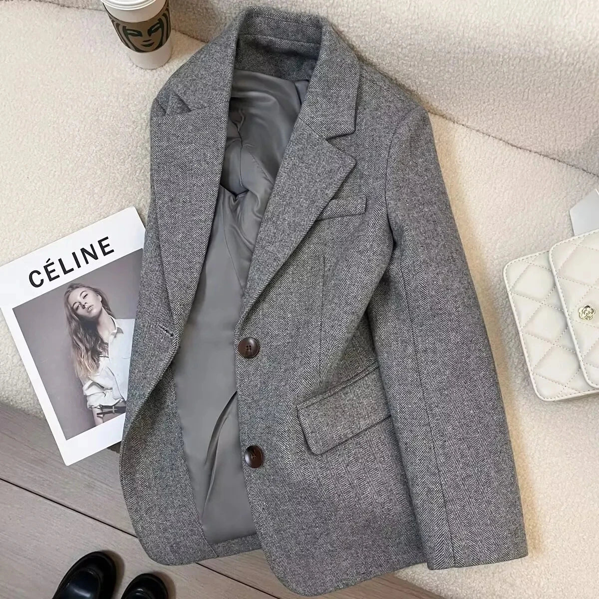 Blazer Evelyn de lana en espiga