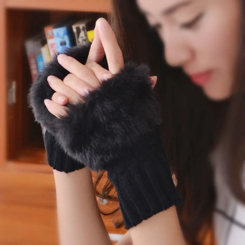 Guantes de punto afelpados
