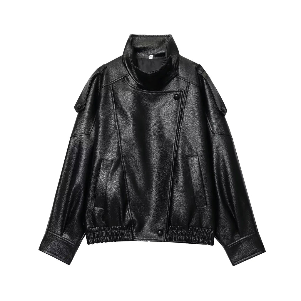 Chaqueta negra de cuero vegano