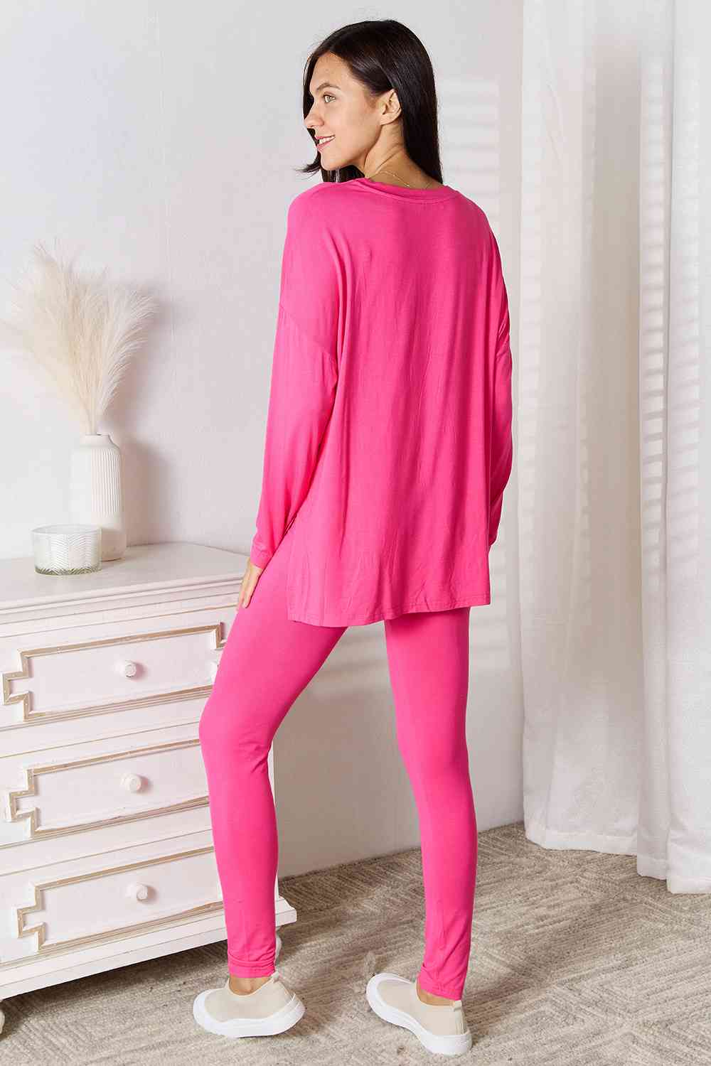 Basic Bae Full Size V-Neck Soft Rayon Long Sleeve Top and Pants Lounge Set  Shop One Place