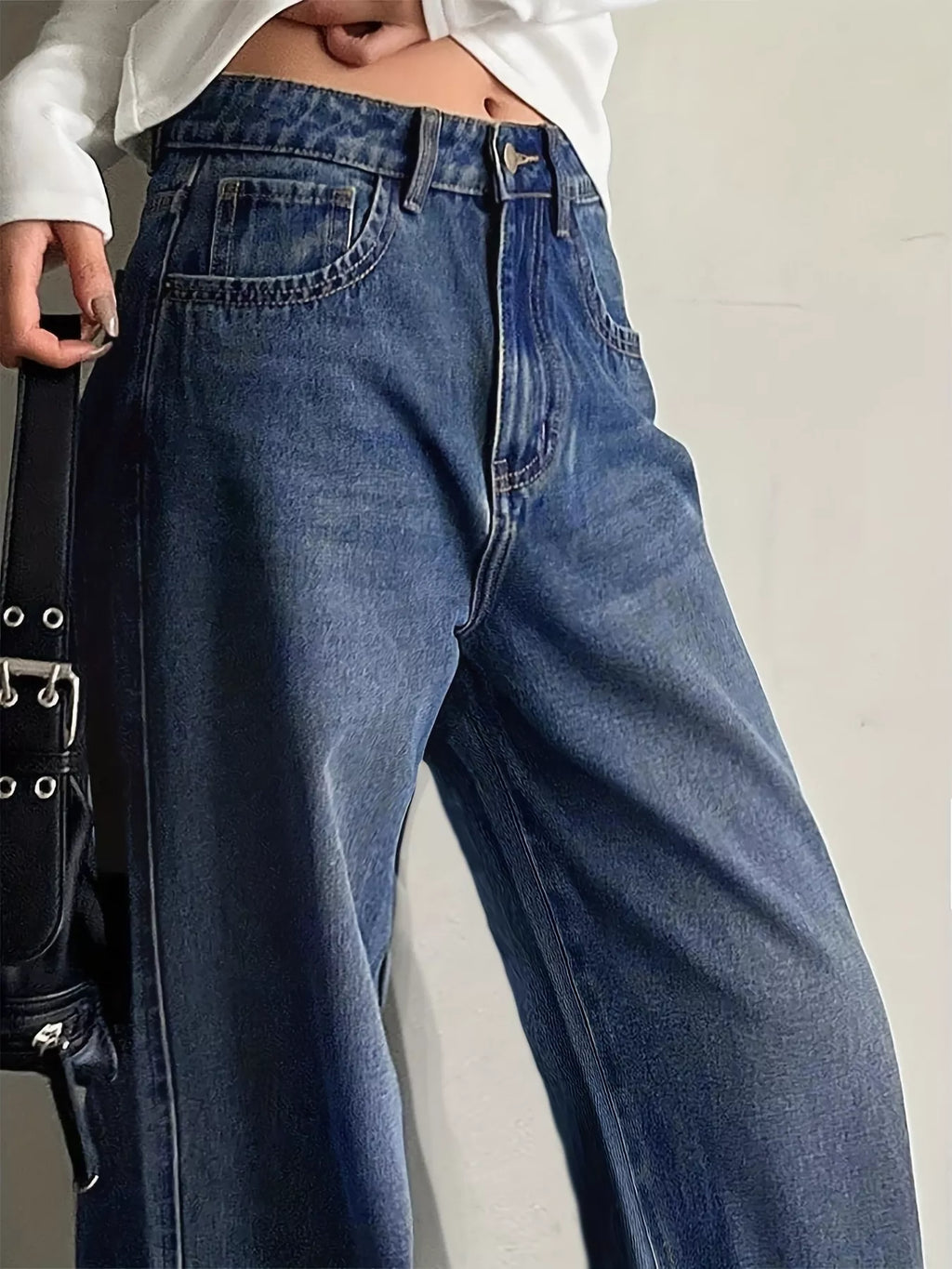 Jeans de pierna ancha con lavado vintage